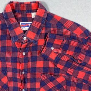 American Edition Mens XL Tall Buffalo Check Flannel Button Shirt Plaid USA Made